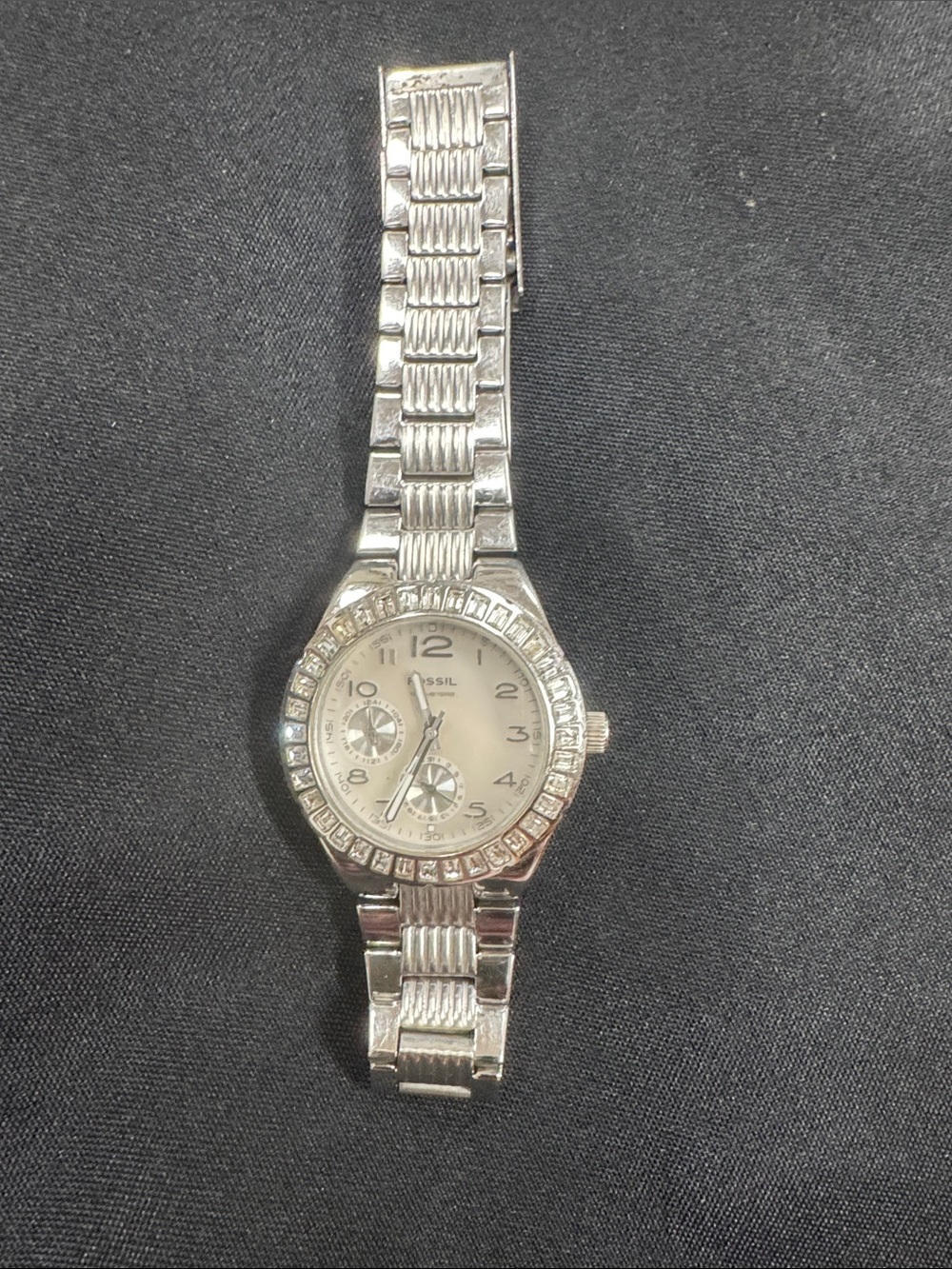 Fossil Silver Tone Crystal Bezel Women's Watch